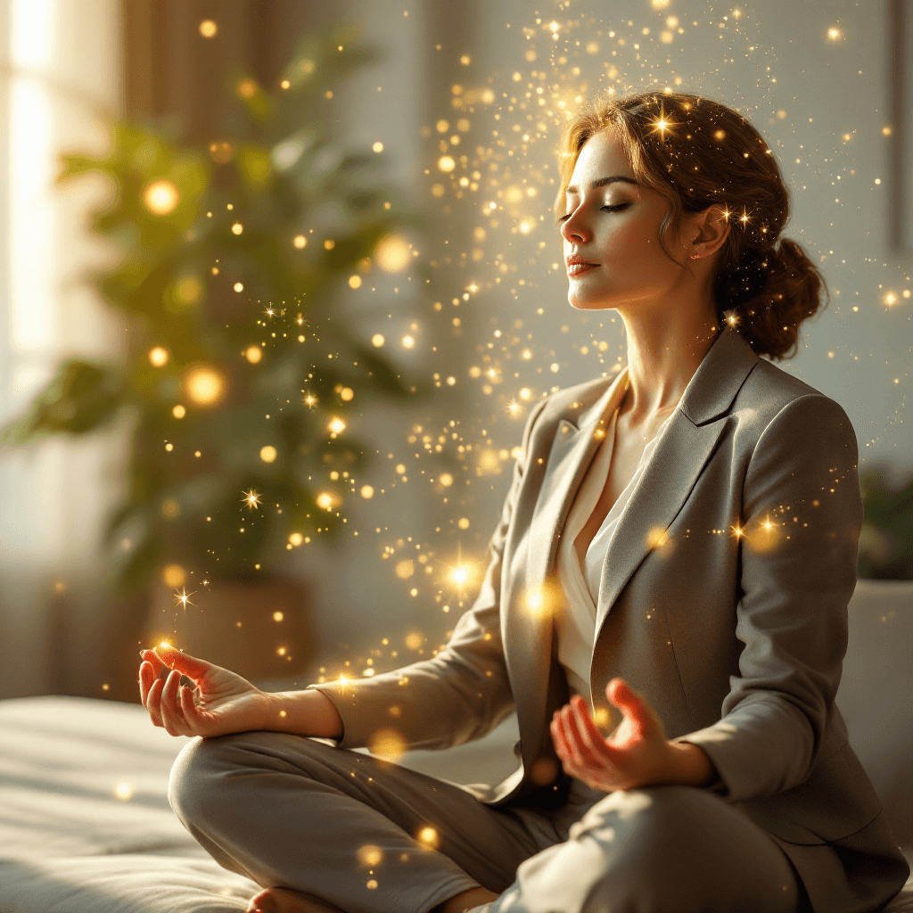 Corporate leader doing energy healing.