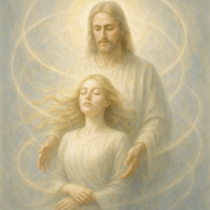 Jesus helping a woman rebirth herself back to love.